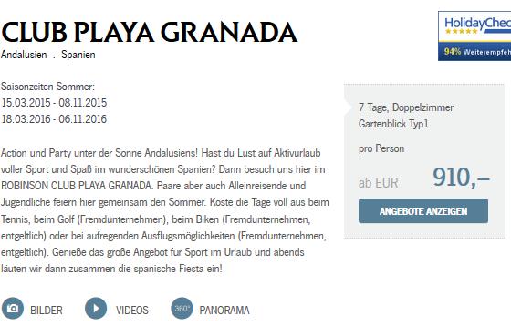 Robinson Playa Granada => Cluburlaub & Clubreisen Bewertung ஐღஐ